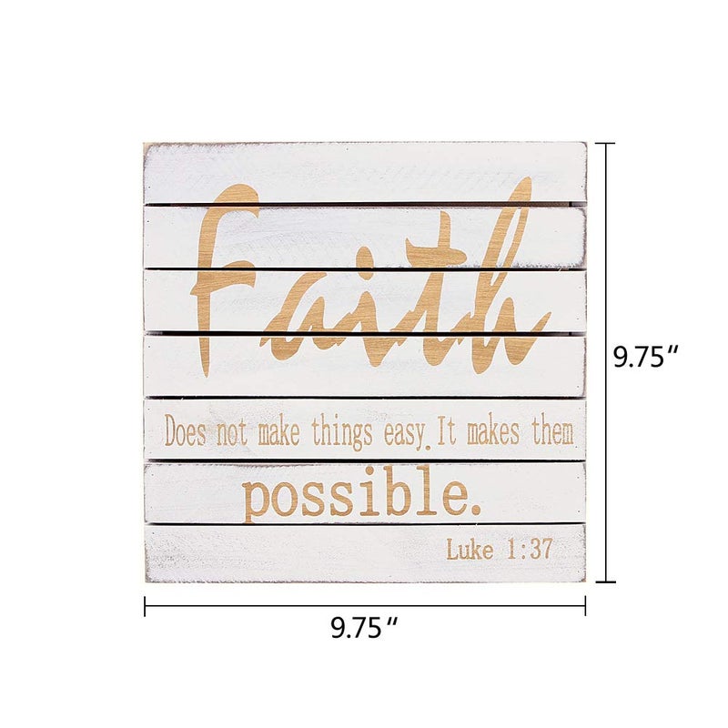 Attraction Design Wood Wall Plaque Faith Sign, Bible Verse Wall Art Hanging Decoration Christian Religious Home Decor Sign with Inspirational Quote, 9.75X9.75 inch - Image 2